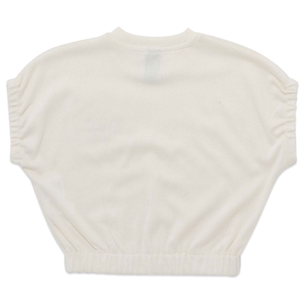 Little Kangaroos - Girl Half Sleeve Round Neck Fashion Top - Off-White