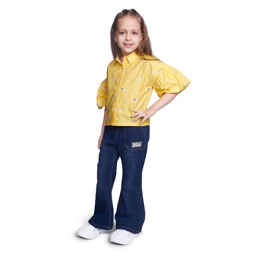 Little Kangaroos - 2pc-Set - Girl Denim Jeans With Belt - Dark Blue