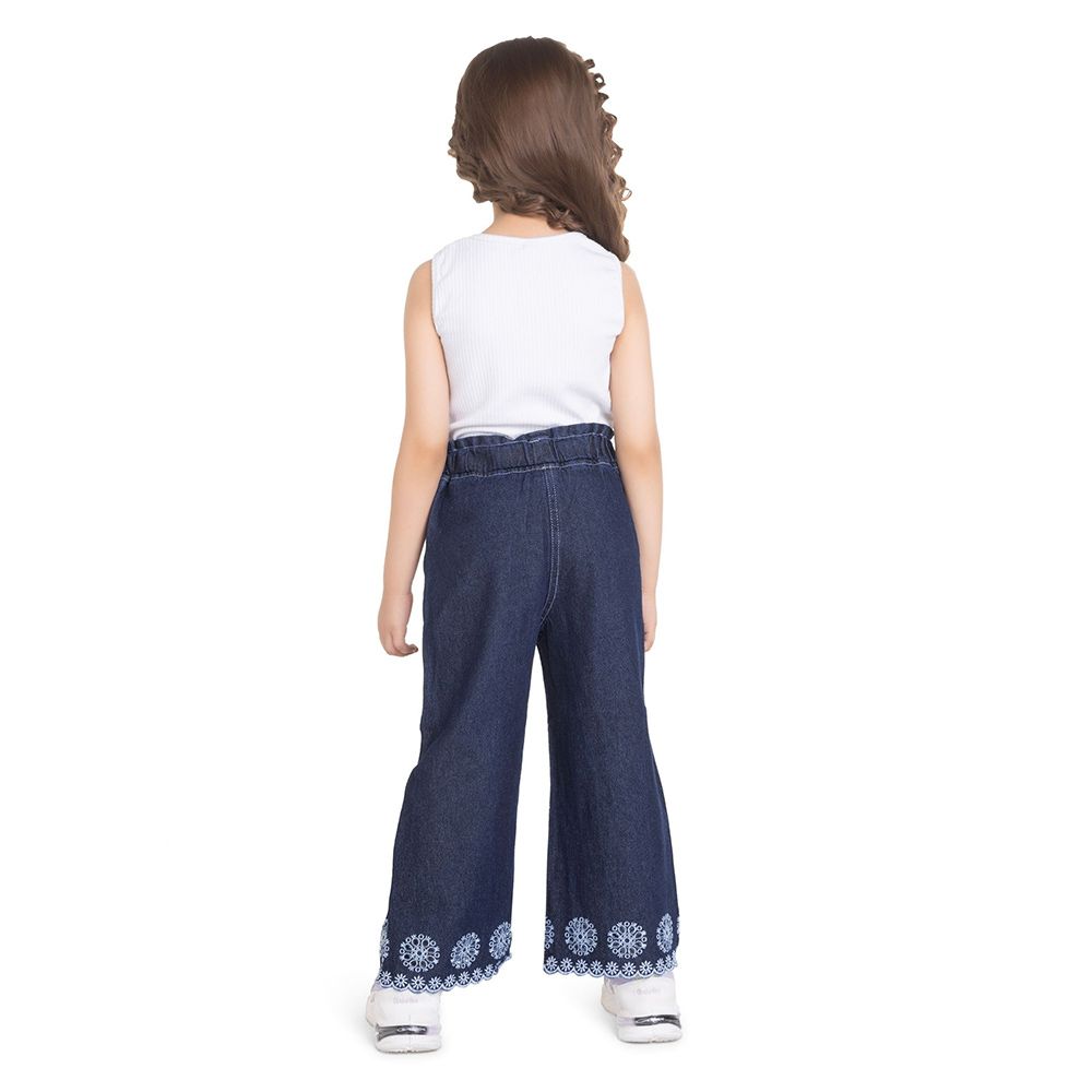 Little Kangaroos - Girl Full Elastic Wide Legged Denim Jeans - Dark Blue