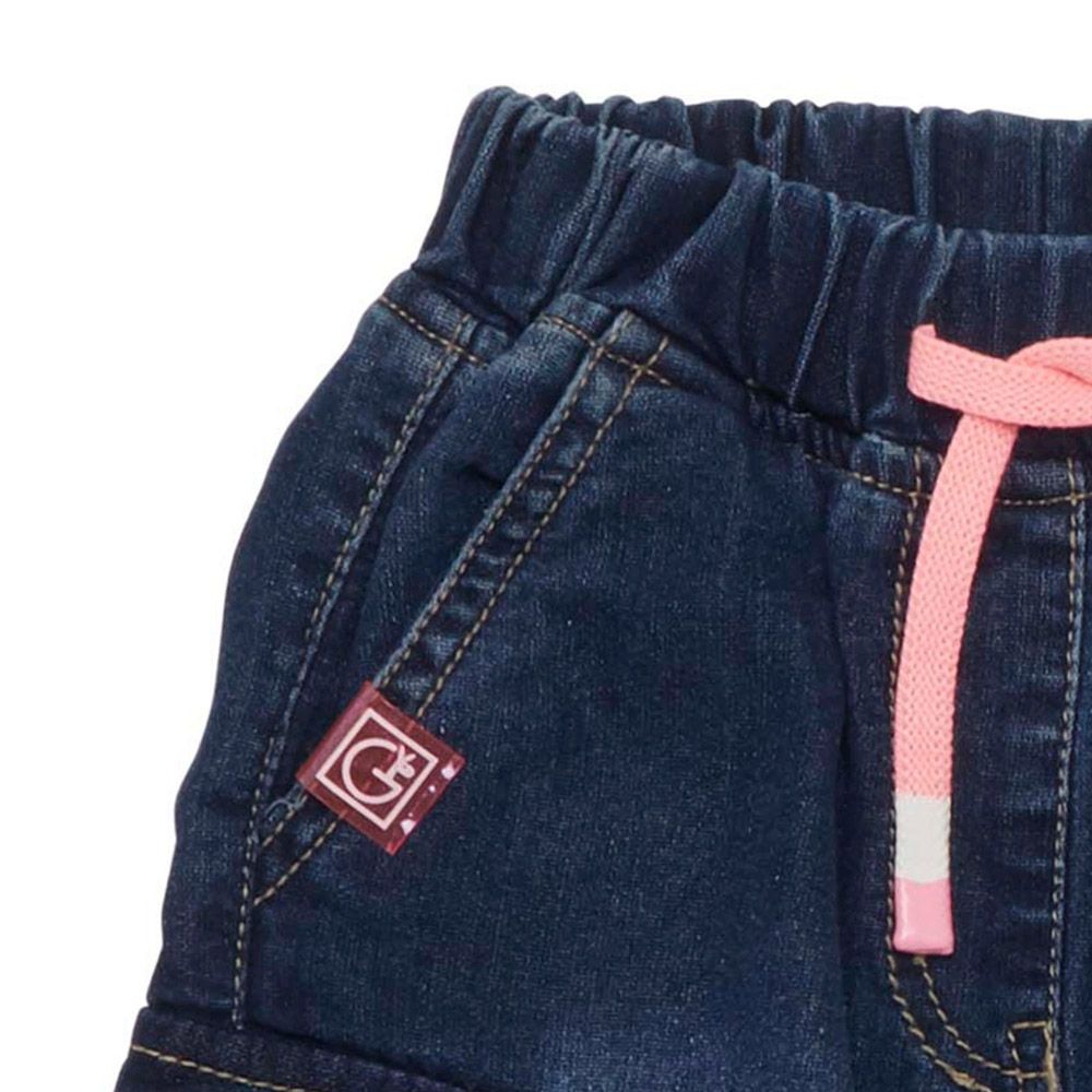 Little Kangaroos - Girls Elasticated Denim Joggers - Dark Blue