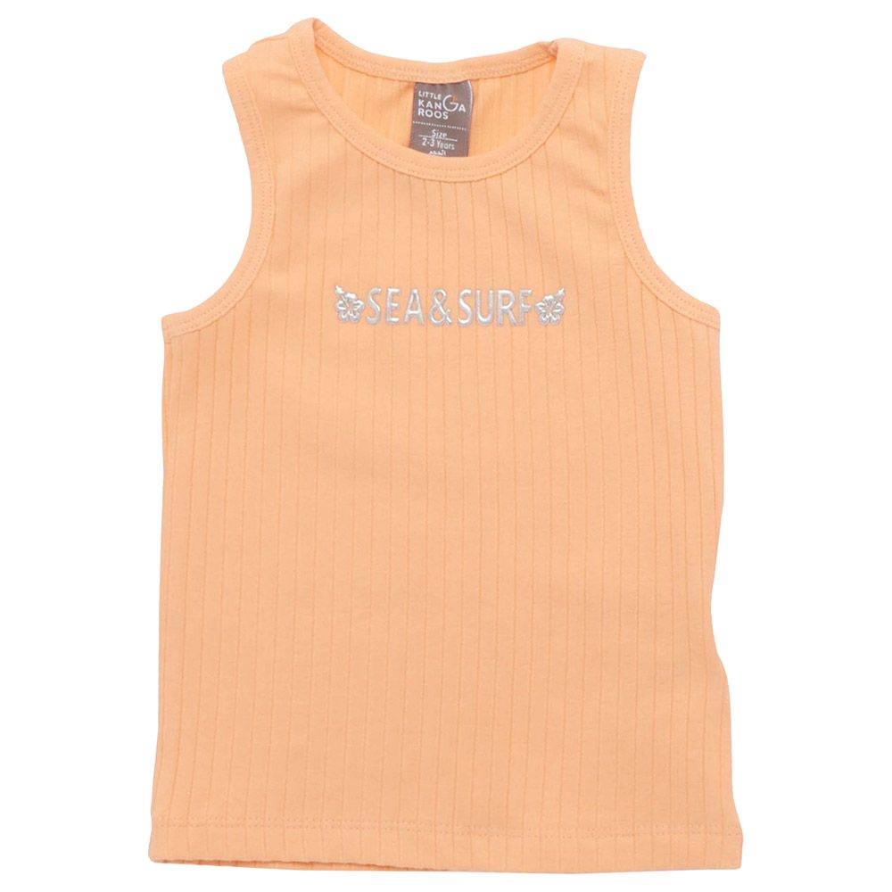 Little Kangaroos - Girl Round Neck Sleeveless T-Shirt - Orange