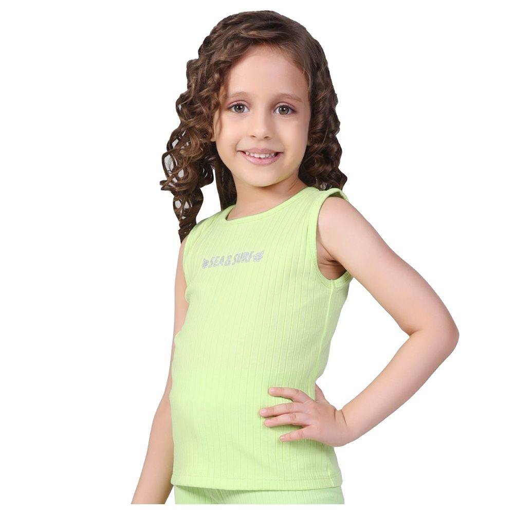 Little Kangaroos - Girl Round Neck Sleeveless T-Shirt - Lime Green