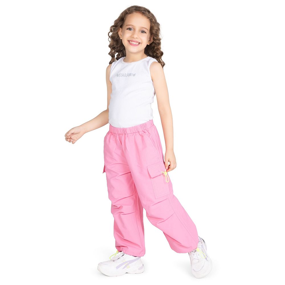 Little Kangaroos - Girl Full Elastic Parachute Pants - Ballet Pink