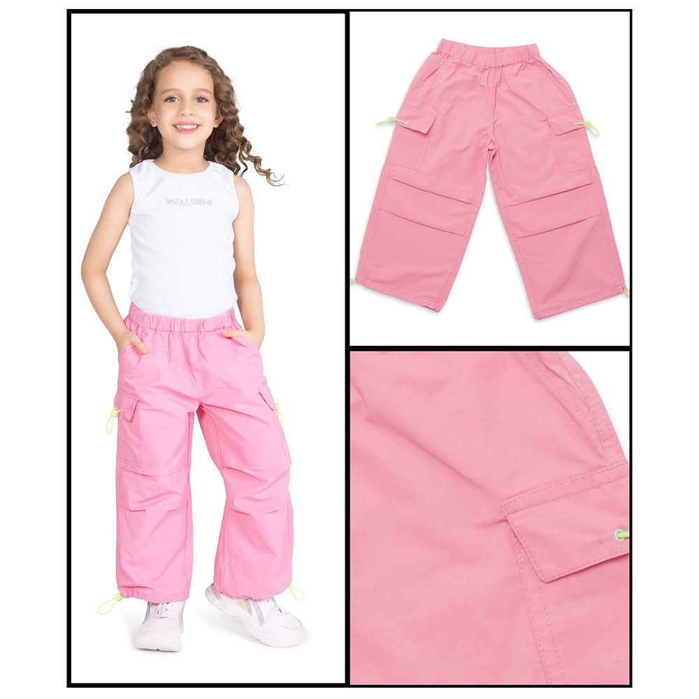 Little Kangaroos - Girl Full Elastic Parachute Pants - Ballet Pink