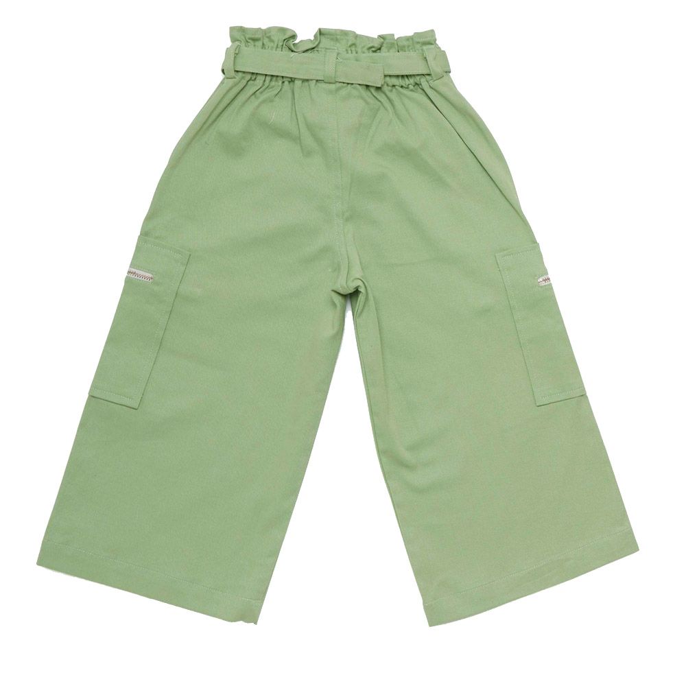 Little Kangaroos - 2pc-Set - Girl Elasticated Twill Pants w/ Belt - Pista