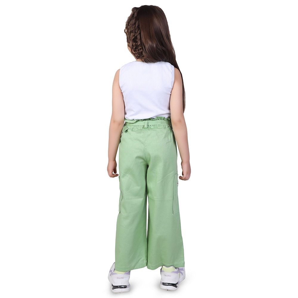 Little Kangaroos - 2pc-Set - Girl Elasticated Twill Pants w/ Belt - Pista