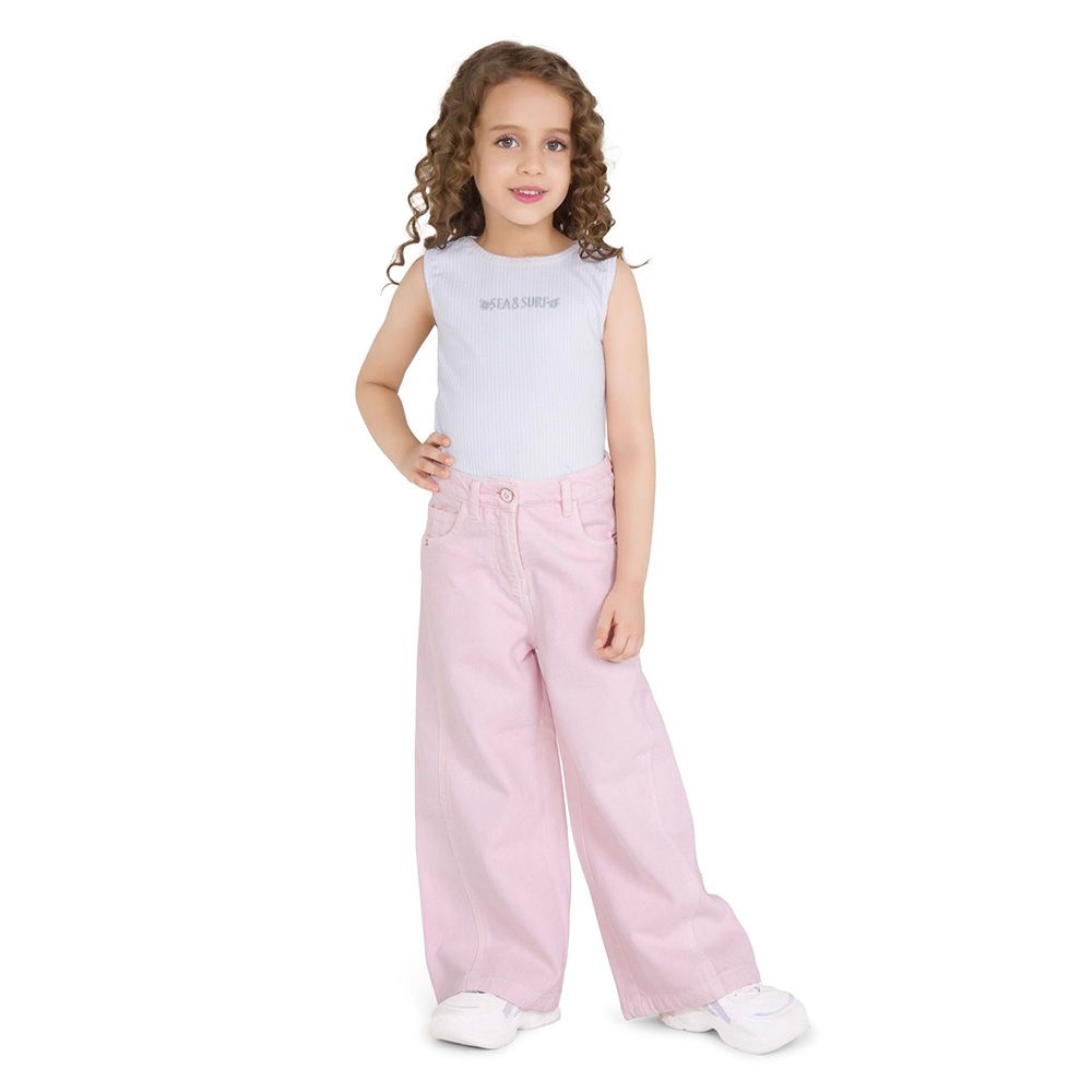 Little Kangaroos - Girl Semi Elastic Wide Legged Pants - Baby Pink