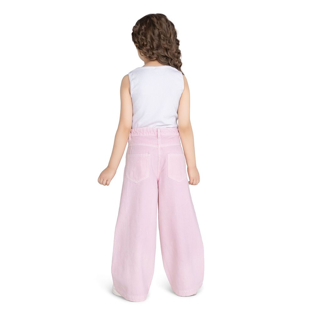 Little Kangaroos - Girl Semi Elastic Wide Legged Pants - Baby Pink