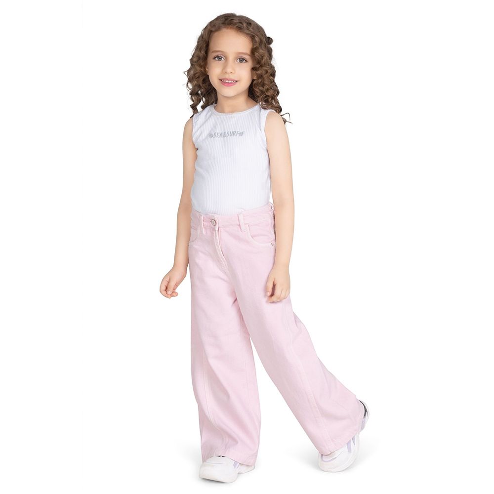 Little Kangaroos - Girl Semi Elastic Wide Legged Pants - Baby Pink