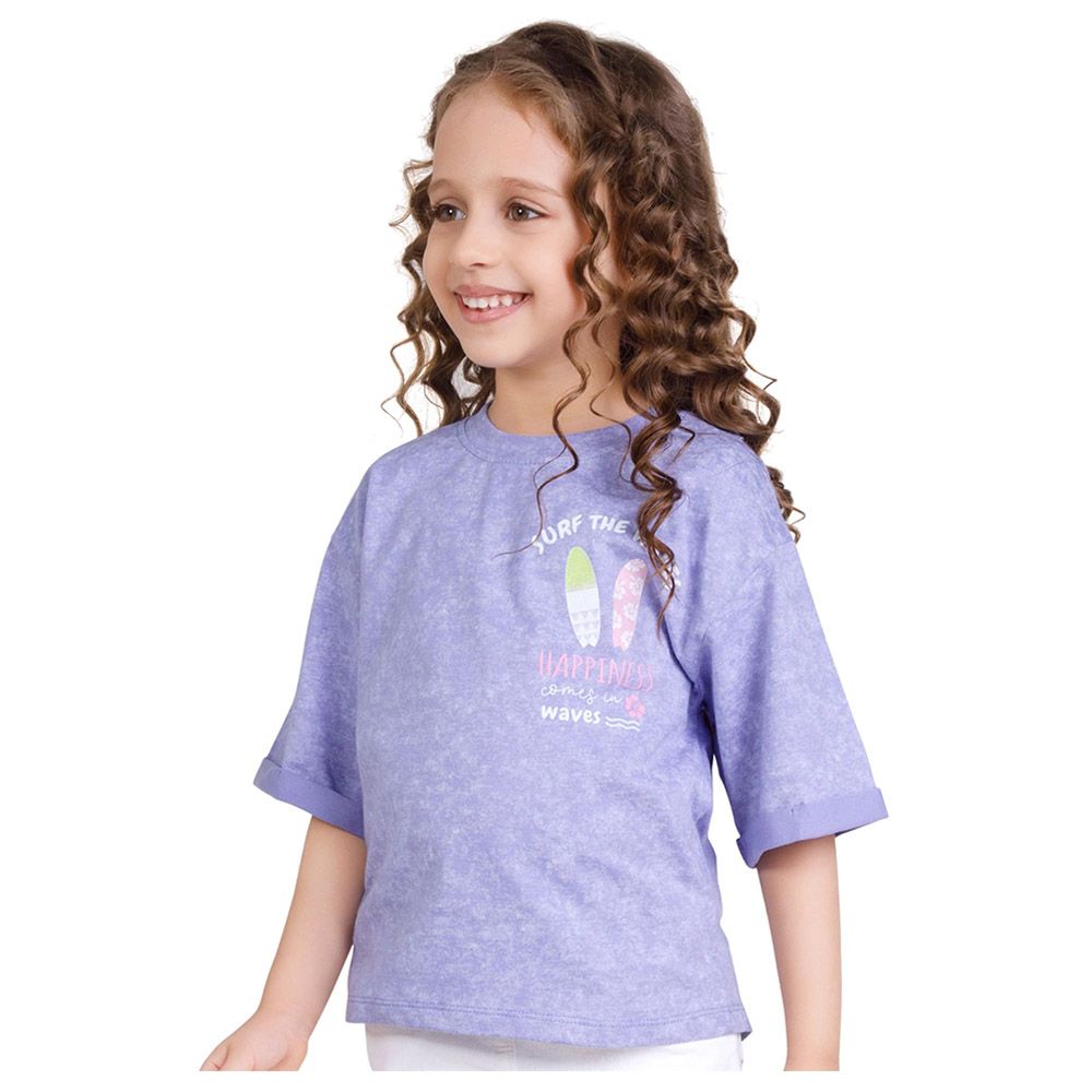 Little Kangaroos - Girl Round Neck Top - Purple