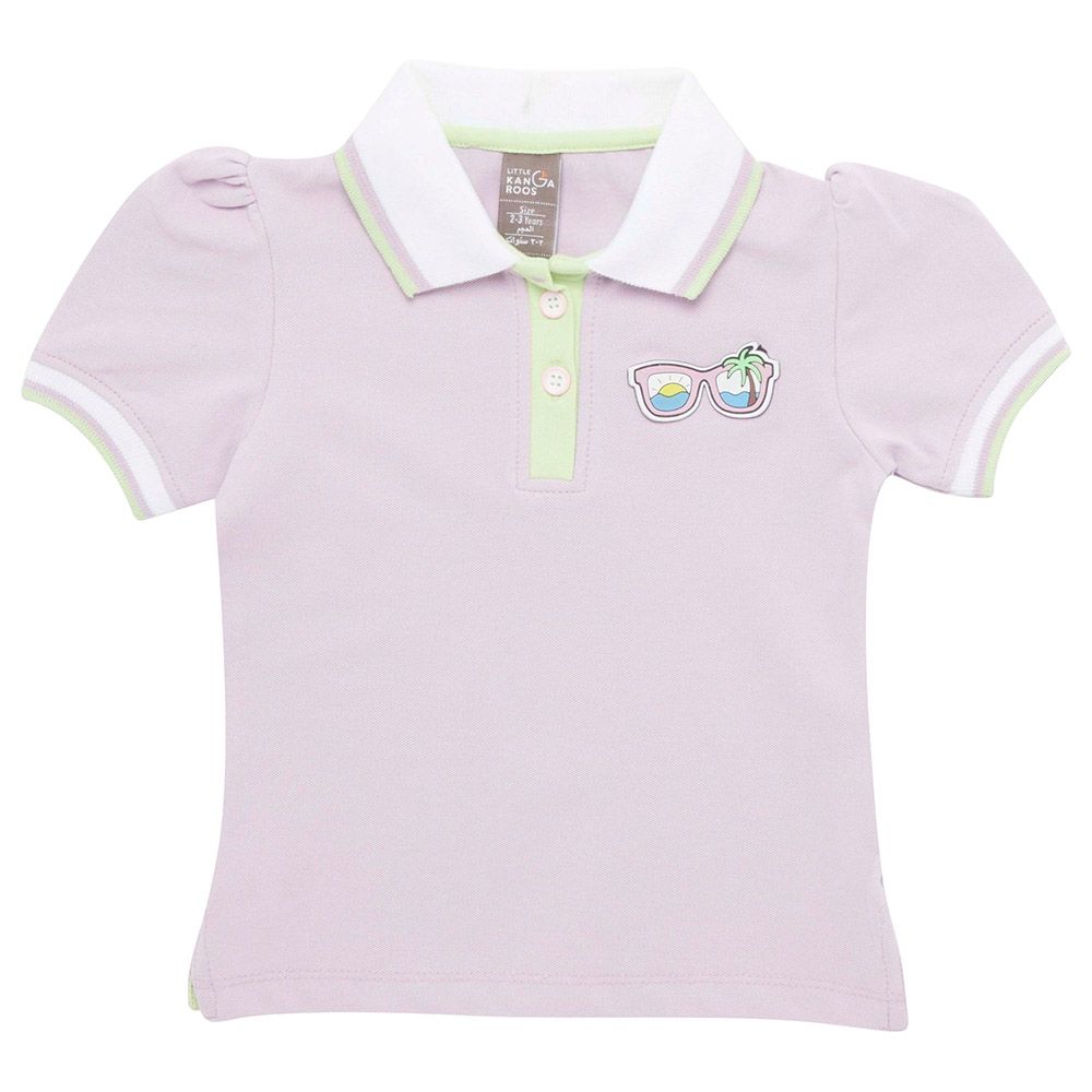 Little Kangaroos - Girl Collar Neck Short Sleeve Polo T-Shirt - Purple