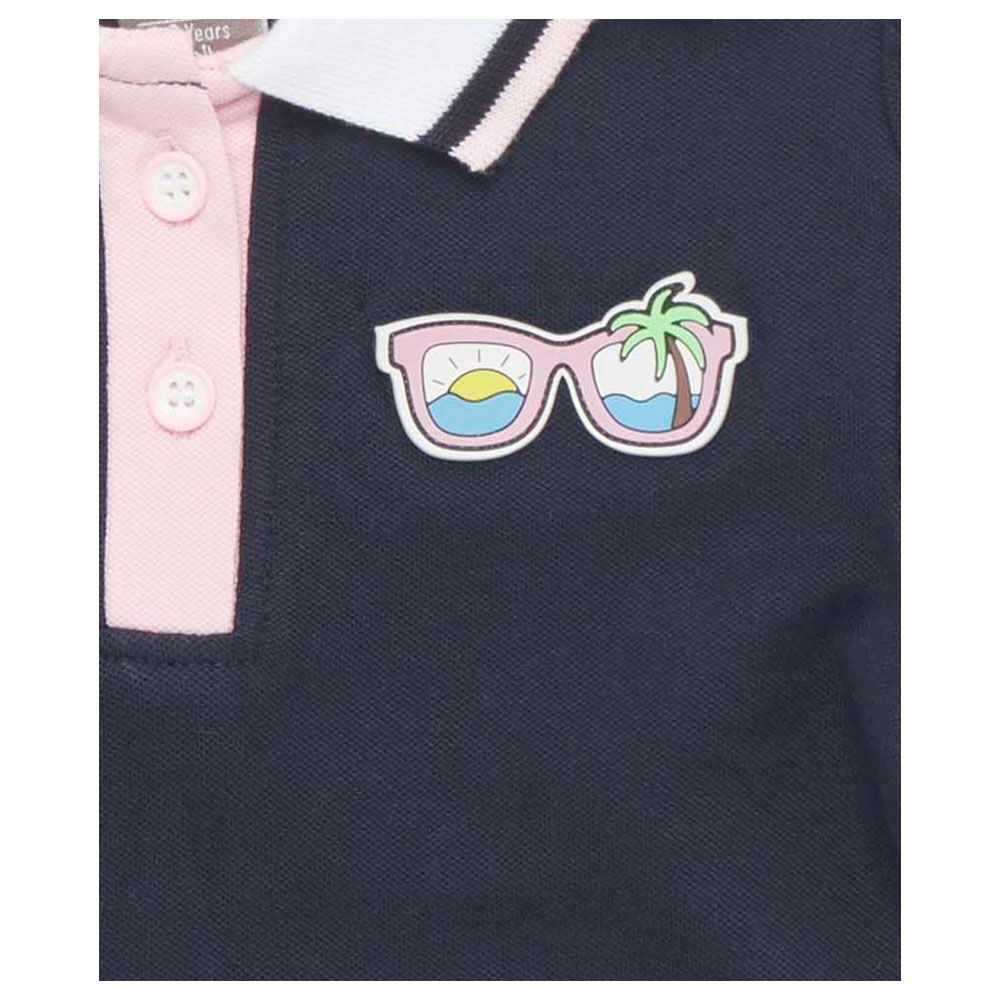 Little Kangaroos - Girl Collar Neck Short Sleeve Polo T-Shirt - Navy