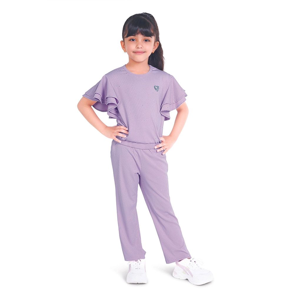 Little Kangaroos - Girl Elasticated Palazzo - Purple