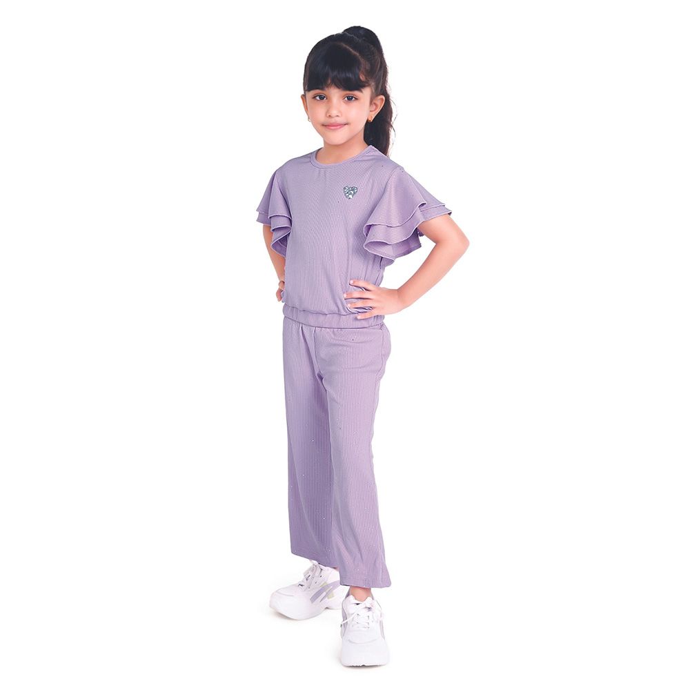 Little Kangaroos - Girl Elasticated Palazzo - Purple