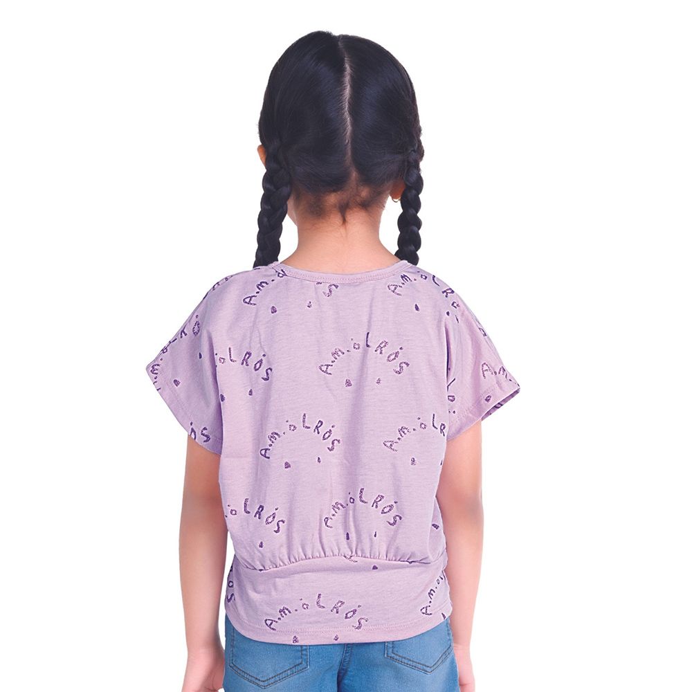 Little Kangaroos - Girls Round Neck Short Sleeve Top - Purple