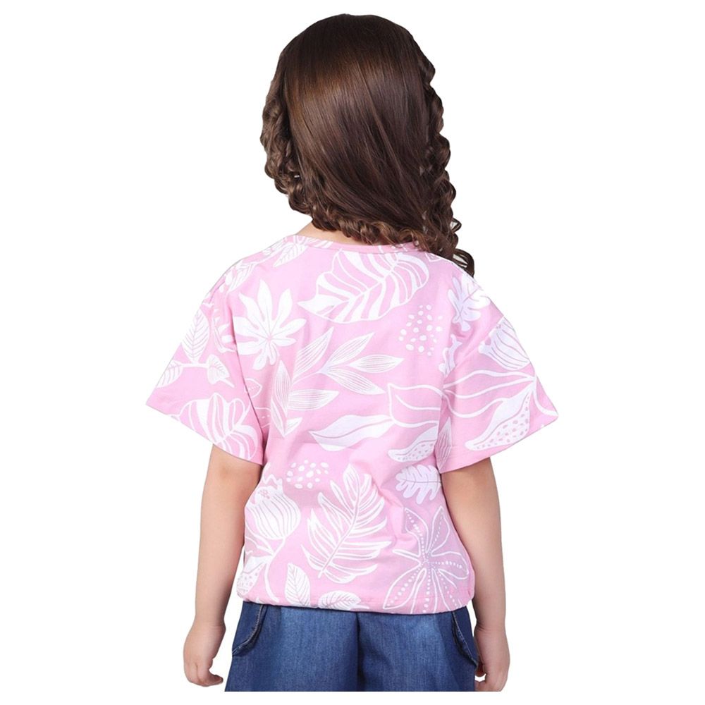 Little Kangaroos - Girl Round Neck Half Sleeve Top - Ballet Pink