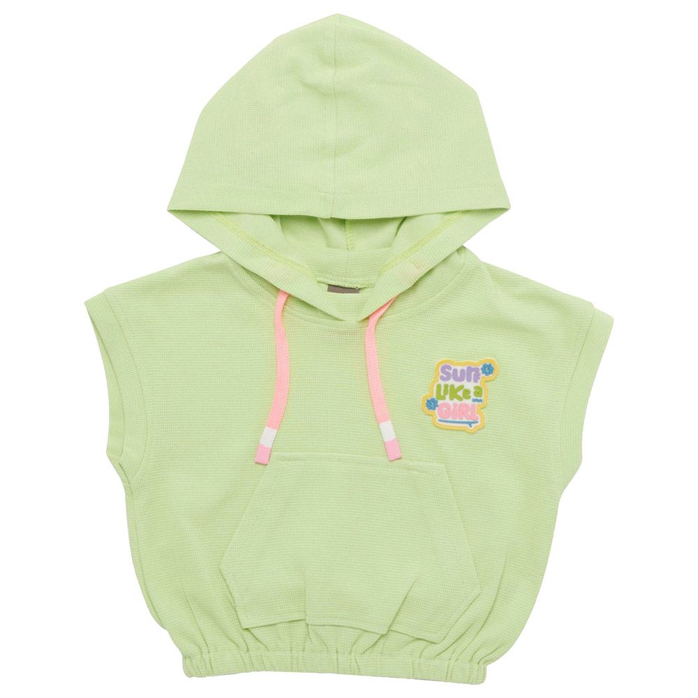 Little Kangaroos - Girl Sleeveless Hooded T-Shirt - Lime Green