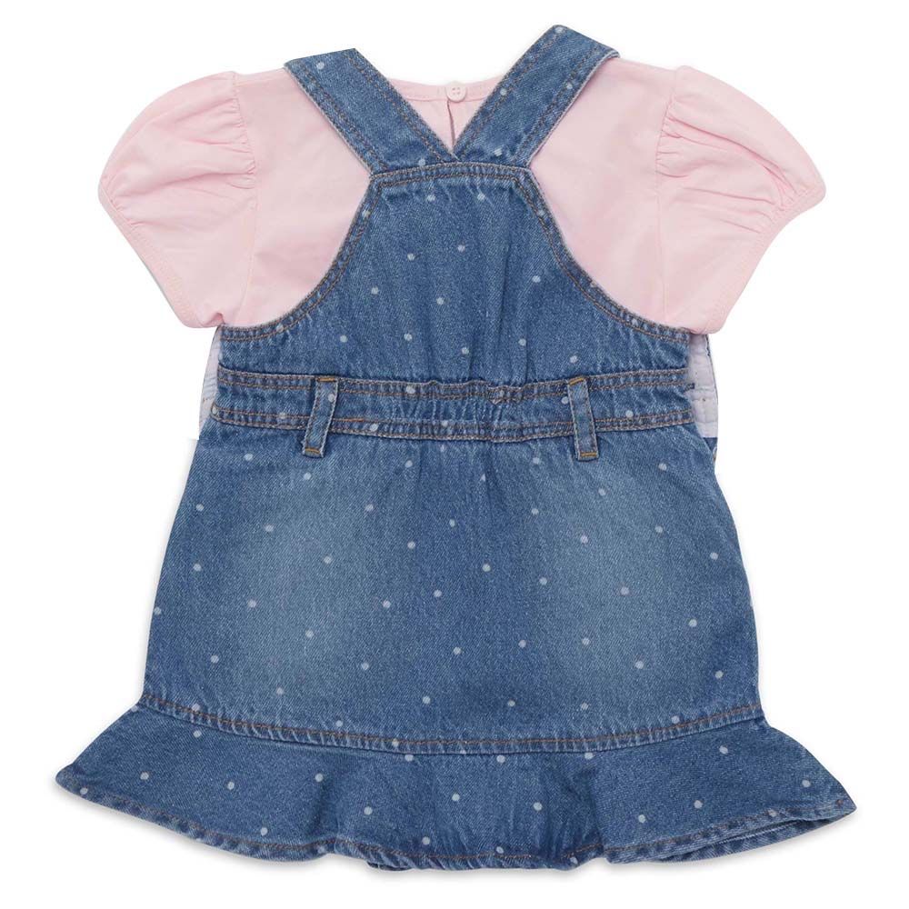 Little Kangaroos - 2pc-Set - Baby Girl T-Shirt & Denim Dress - Blue/Pink