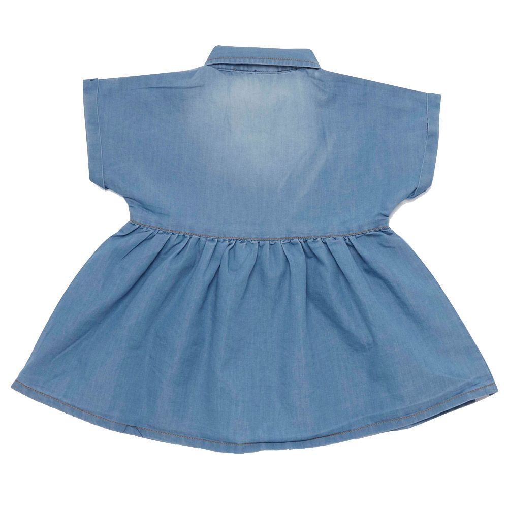 Little Kangaroos - Baby Girl Collar Neck Denim Dress - Light Blue