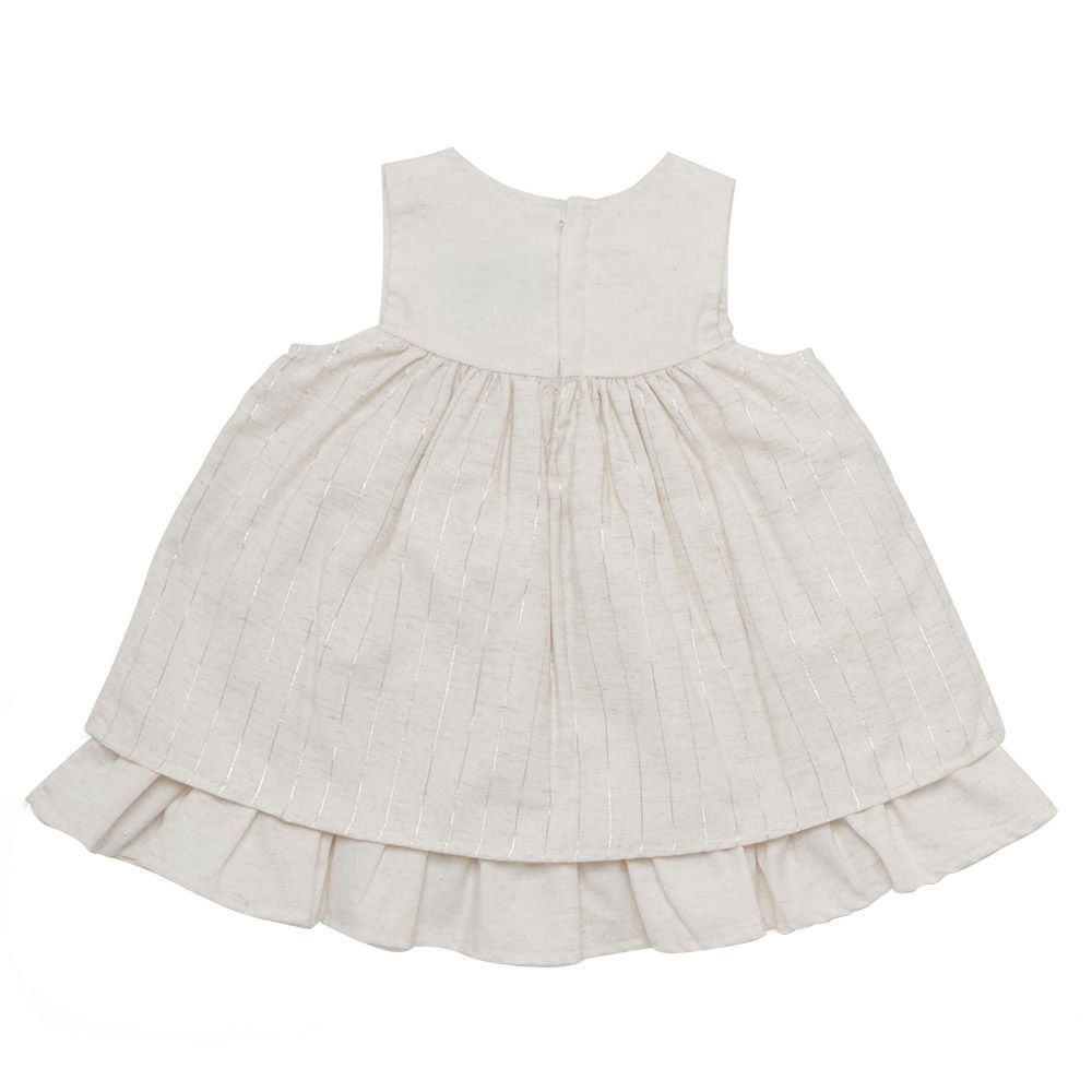 Little Kangaroos - Baby Girl Sleeveless A-Line Dress - Cream