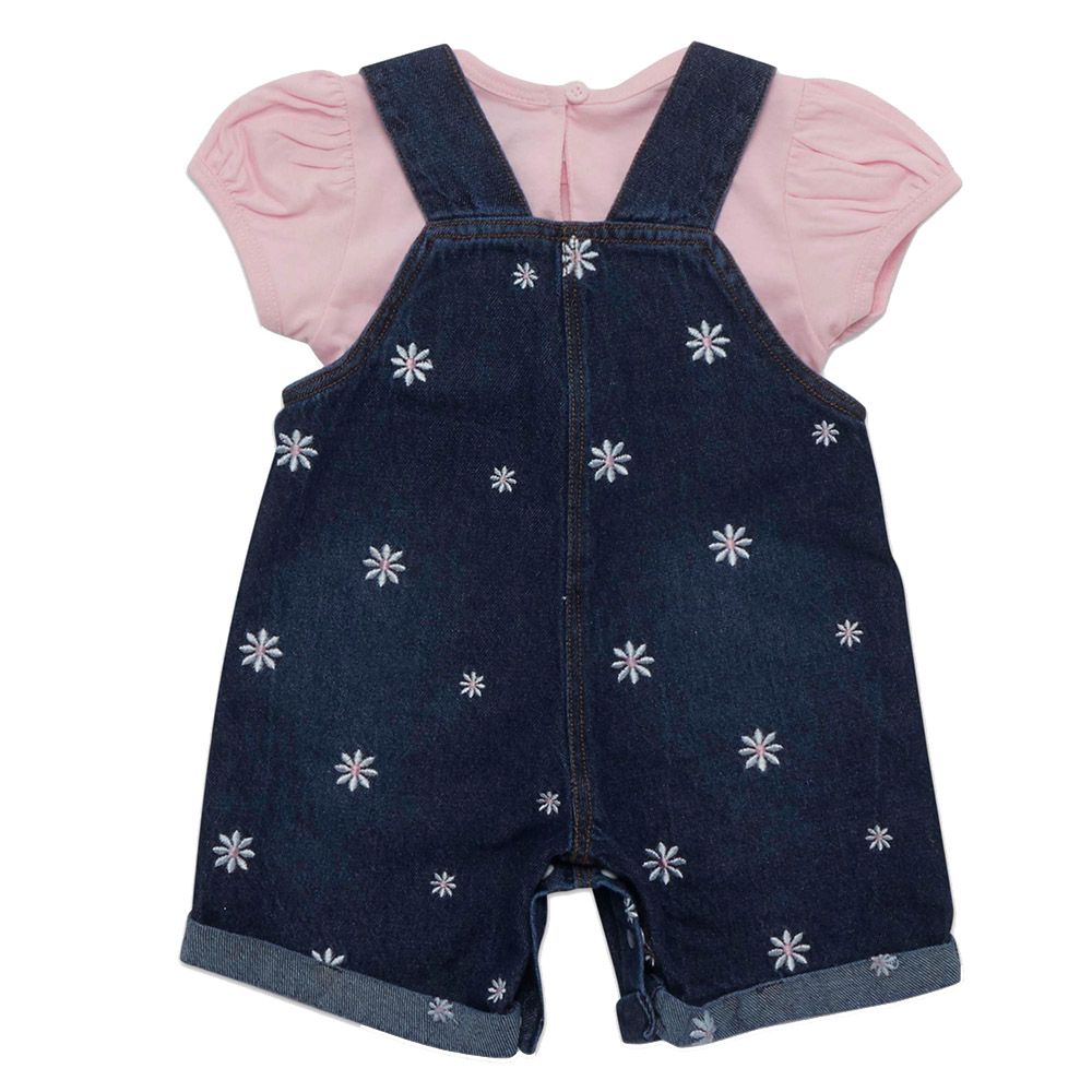 Little Kangaroos - 2pc-Set - Baby Girl T-Shirt & Dungaree - Dark Blue