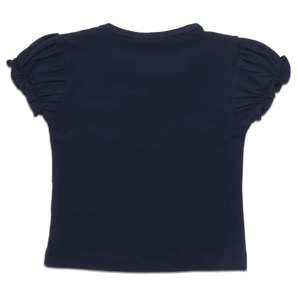 Little Kangaroos - Baby Girl Round Neck Puff Sleeve T-Shirt - Navy