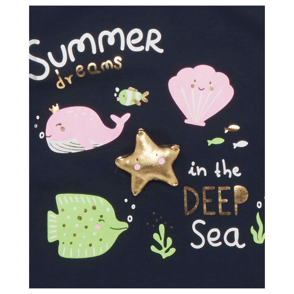 Little Kangaroos - Baby Girl Short Sleeve Summer Dreams T-Shirt - Navy