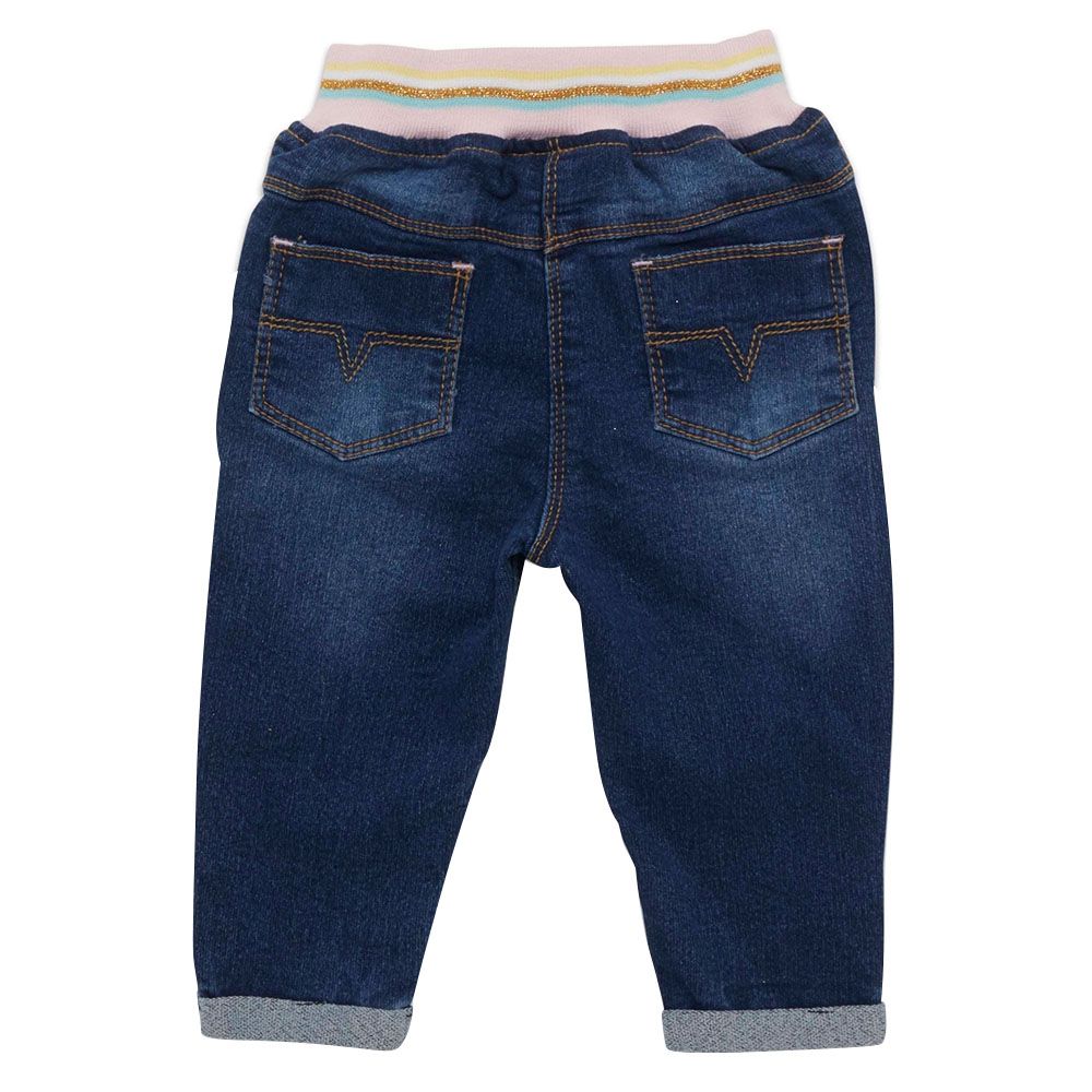 Little Kangaroos - Baby Girl Full Elastic Denim Jeans - Dark Blue