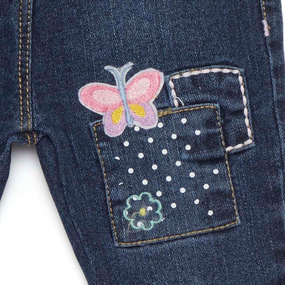 Little Kangaroos - Baby Girl Elasticated Denim Jeans - Navy Blue