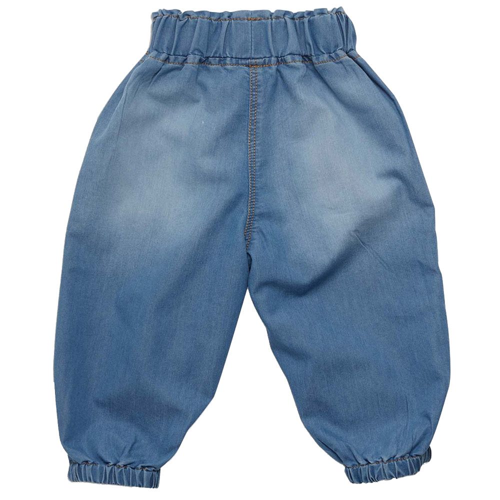 Little Kangaroos - Baby Girl Fully Elasticated Denim Joggers - Light Blue