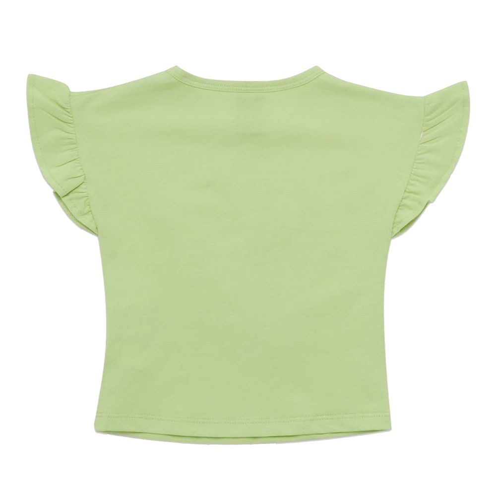 Little Kangaroos - Baby Girl Round Neck Frill Sleeve T-Shirt - Mint Green