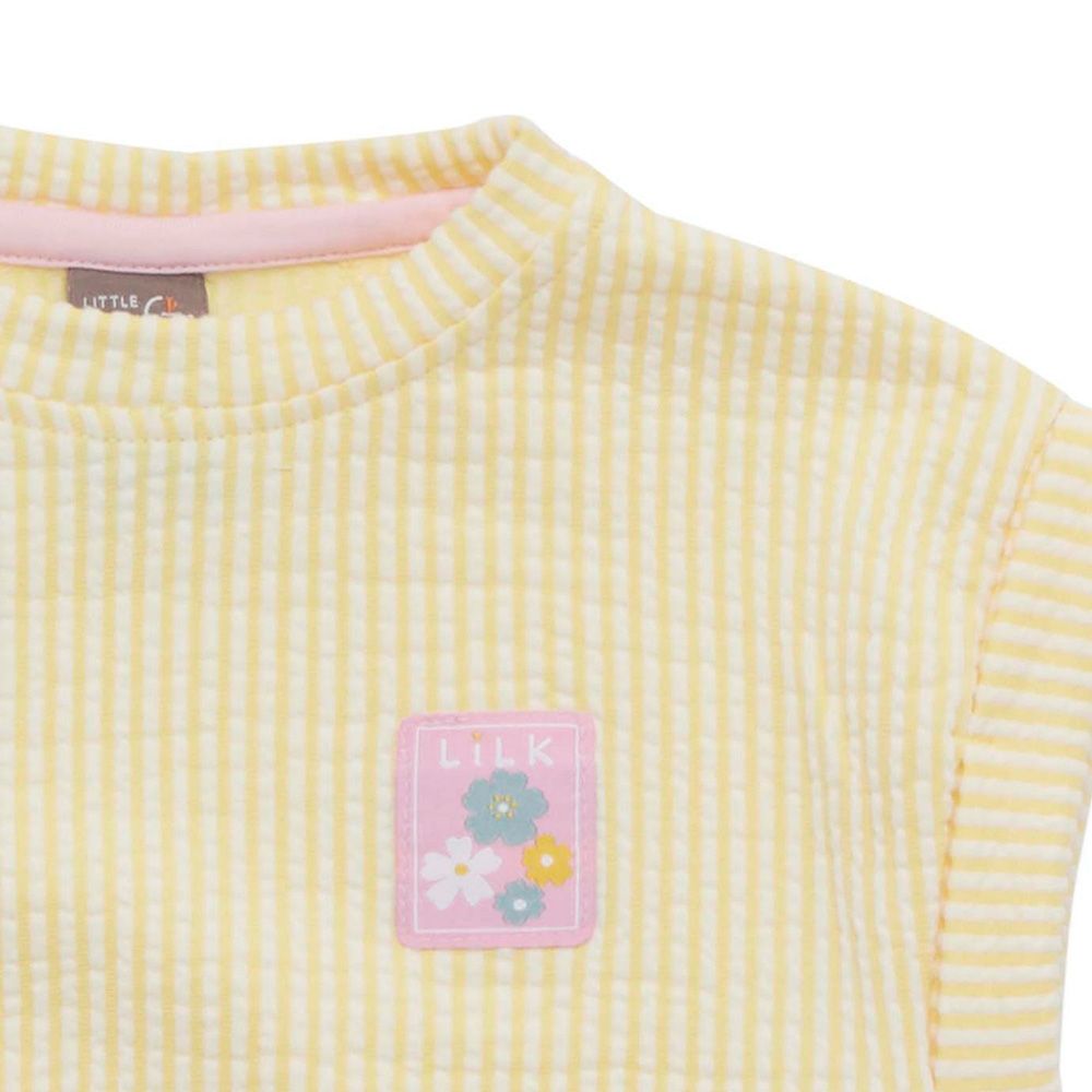 Little Kangaroos - Baby Girl Round Neck Top - Yellow/White