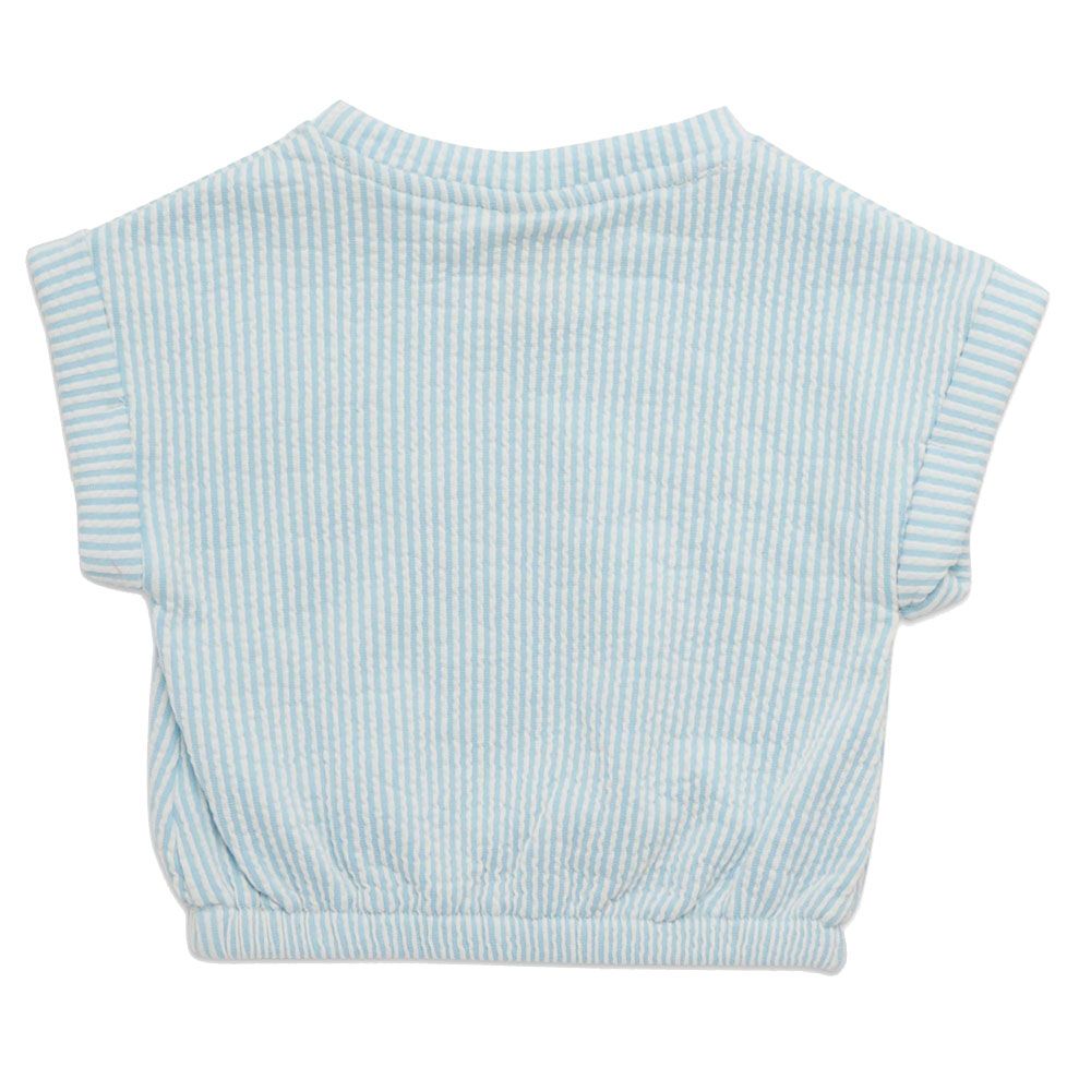 Little Kangaroos - Baby Girl Round Neck Top - Blue/White