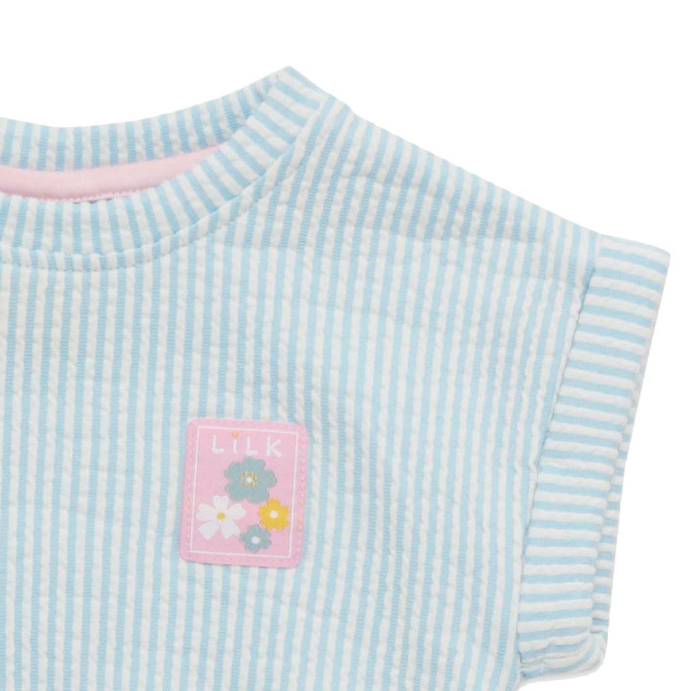 Little Kangaroos - Baby Girl Round Neck Top - Blue/White