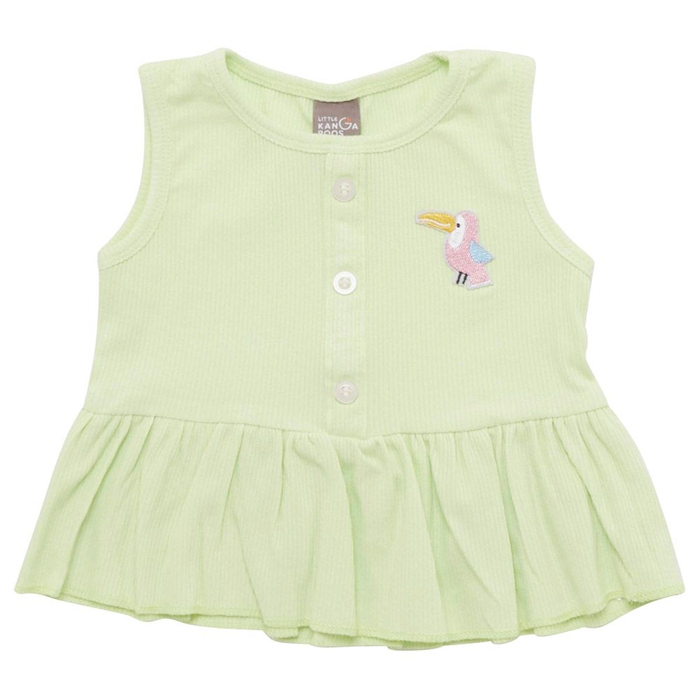 Little Kangaroos - Baby Girl Round Neck Sleeveless Top - Mint Green