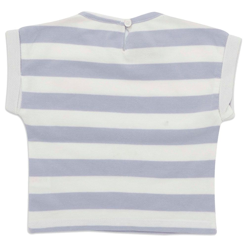 Little Kangaroos - Baby Girl Round Neck Striped T-Shirt - Lilac/White