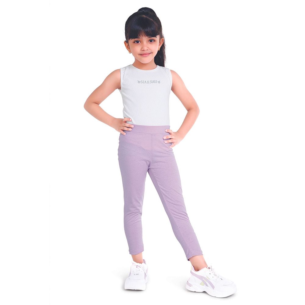 Little Kangaroos - Girl Solid Leggings - Purple