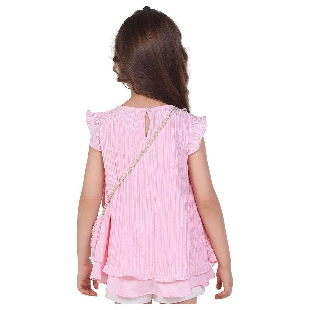 Little Kangaroos - 2pc-Set - Girl Frill Sleeve Top W/ Purse - Pink