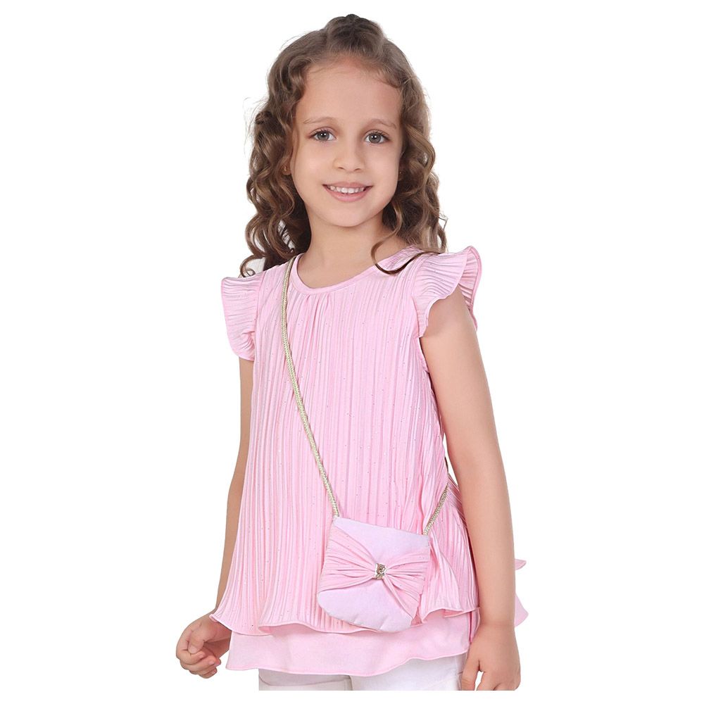 Little Kangaroos - 2pc-Set - Girl Frill Sleeve Top W/ Purse - Pink