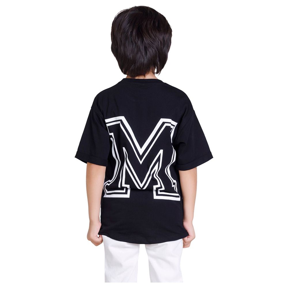 Little Kangaroos - Boy Half Sleeve Drop Shoulder T-Shirt - Black