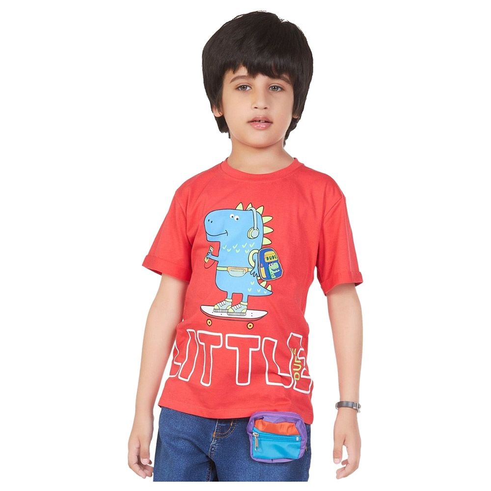 Little Kangaroos - Boy Little Dude T-Shirt - Coral