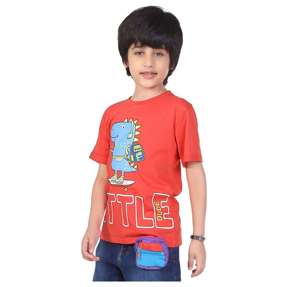 Little Kangaroos - Boy Little Dude T-Shirt - Coral