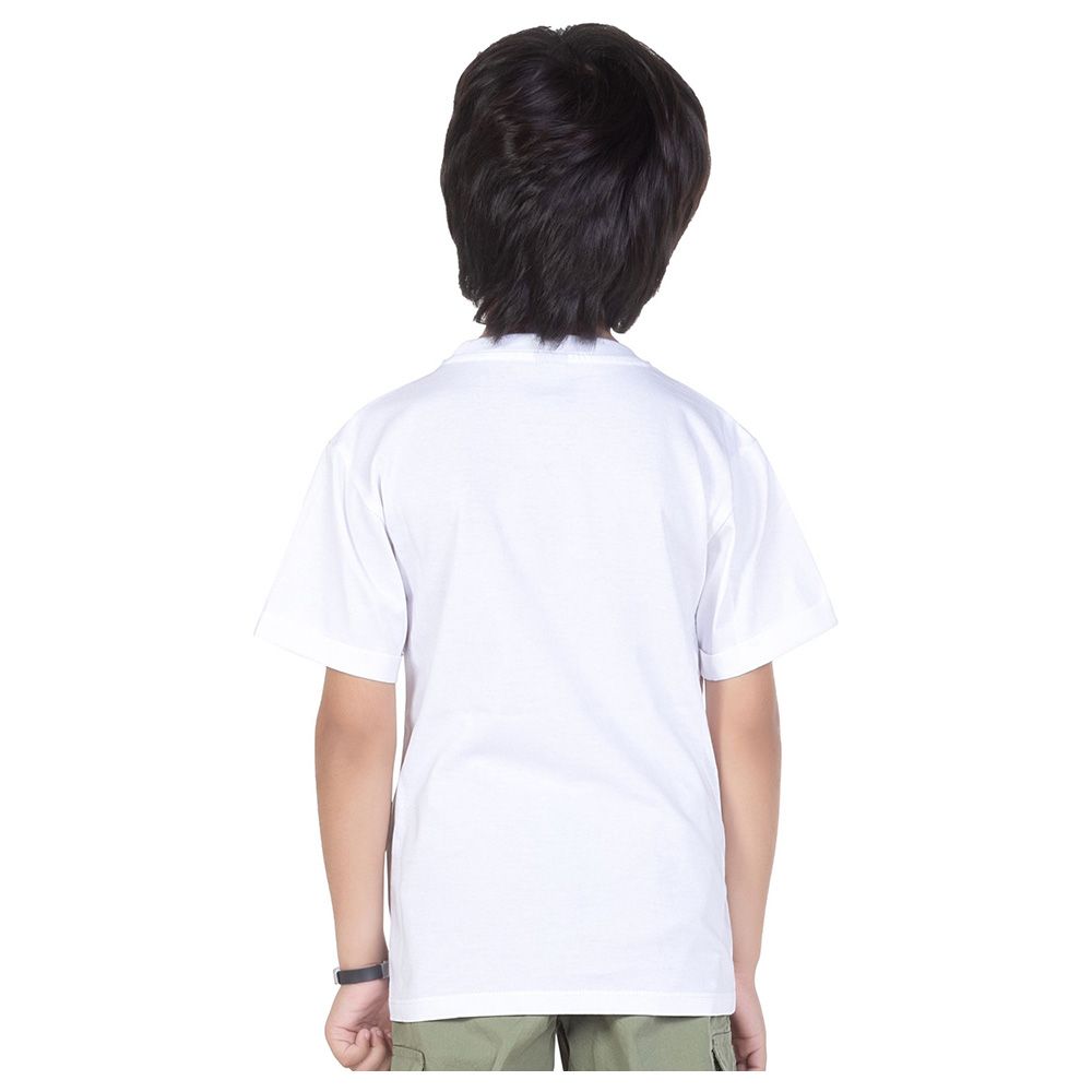 Little Kangaroos - Boy Round Neck Half Sleeve Game On T-Shirt - White