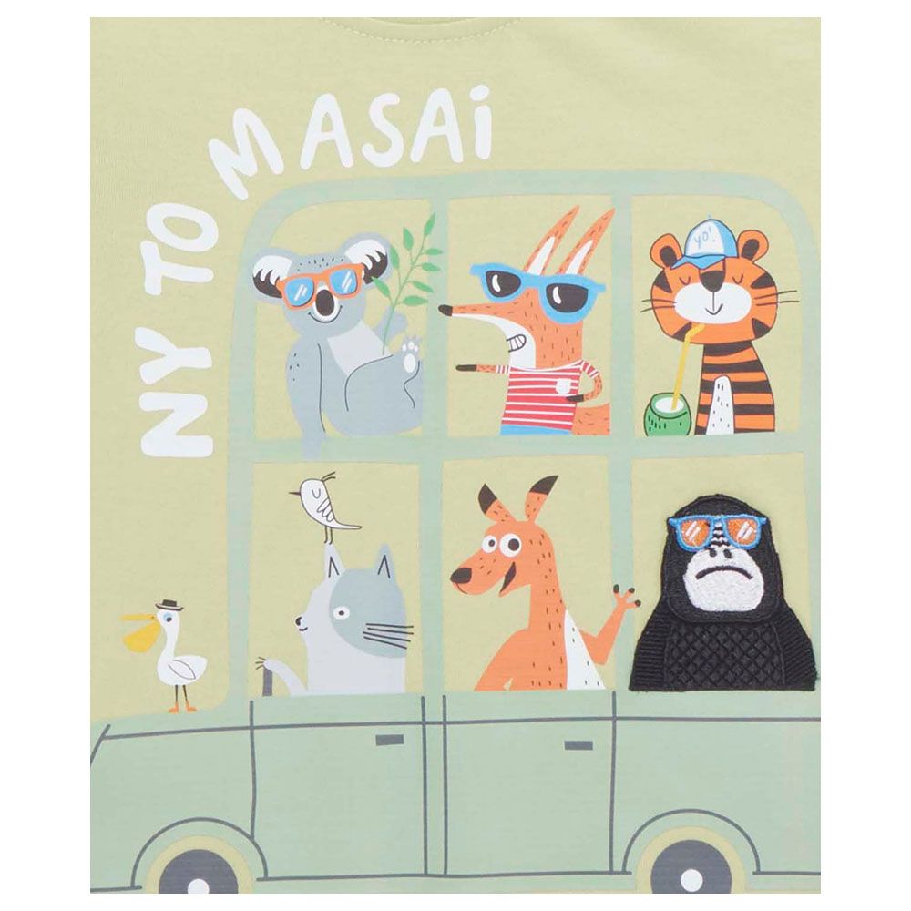 Little Kangaroos - Boy Half Sleeve NY To Masai T-Shirt - Pista