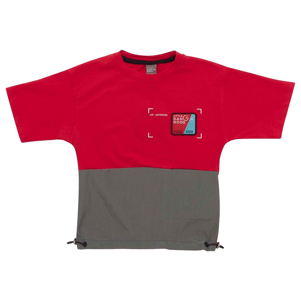 Little Kangaroos - Boy Half Sleeve Round Neck T-Shirt - Red/Grey