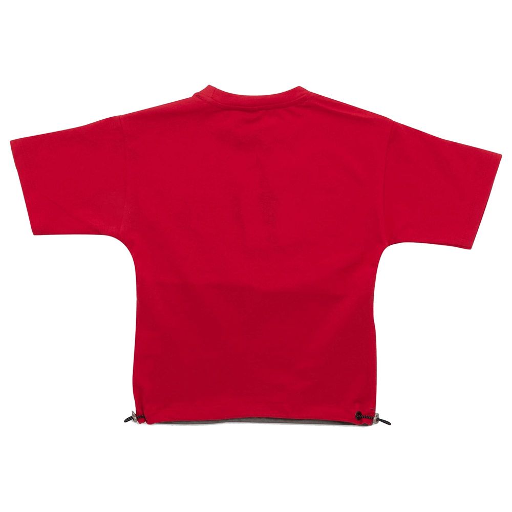 Little Kangaroos - Boy Half Sleeve Round Neck T-Shirt - Red/Grey