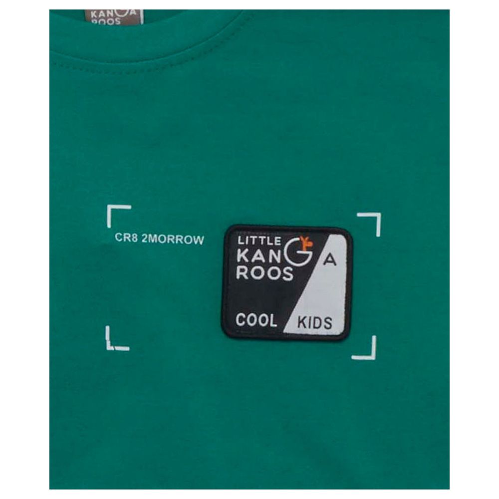 Little Kangaroos - Boy Half Sleeve Round Neck T-Shirt - Green/Grey