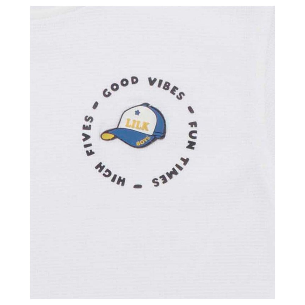 Little Kangaroos - Boy Round Neck Good Vibes T-Shirt - White