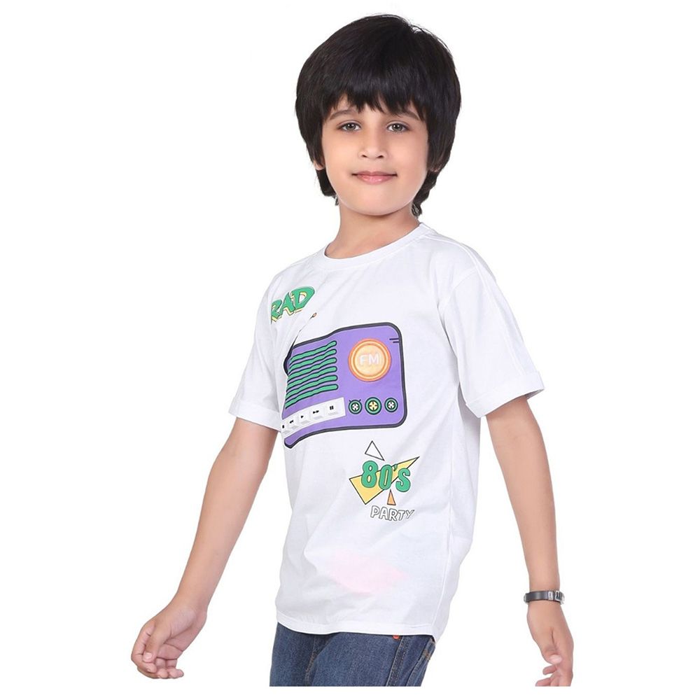 Little Kangaroos - Boy 80's Party T-Shirt - White