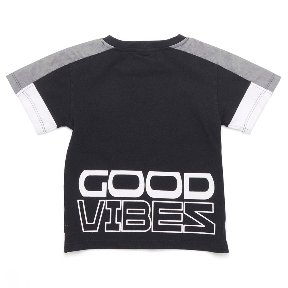 Little Kangaroos - Boy Half Sleeve Good Vibes T-Shirt - Black